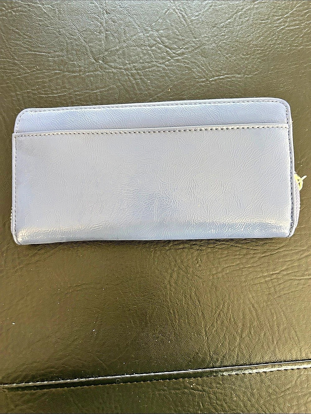 Coach Poppy Patent Leather Accordion Zip Wallet Gray & Pink - Picture 2 of 3